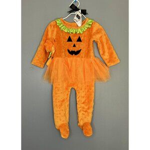 Mud Pie Pumpkin Tutu Costume 6-9M Baby Girl Soft Plush Halloween Outfit Headband